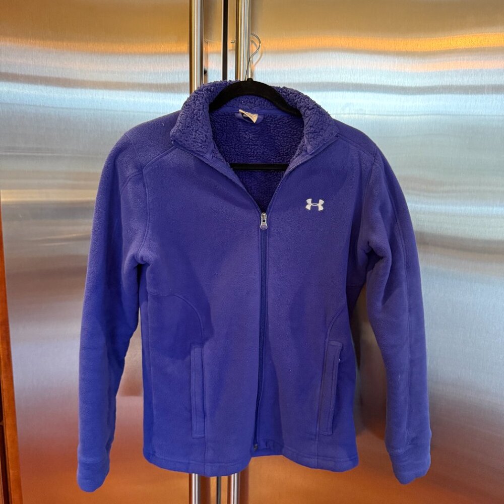WOMEN'S UNDER ARMOUR FLEECE BLUE JACKET, SMALL